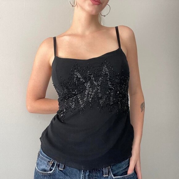 100% silk beaded/sequinned cami top - Picture 3 of 7